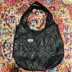 Black faux leather vans purse